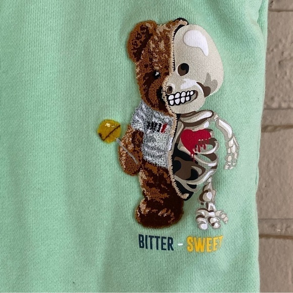 Fifth Loop Mens Joggers Sweatpants Green Embroidered Teddy Bear Skeleton XL - Picture 2 of 10